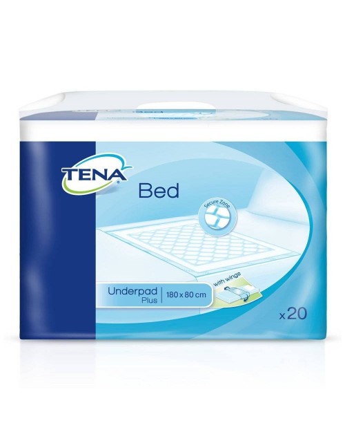 Tena Bed Plus Protector De Cama Con Alas 80x180 20 Uds