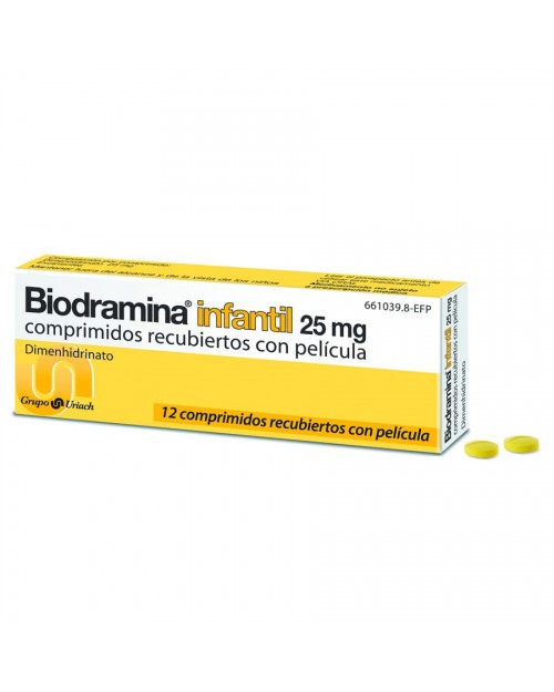 BIODRAMINA INFANTIL 25 mg COMPRIMIDOS RECUBIERTOS CON PELICULA