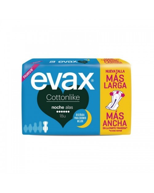 Evax Compresas Cottonlike Alas para Noche 18 Uds